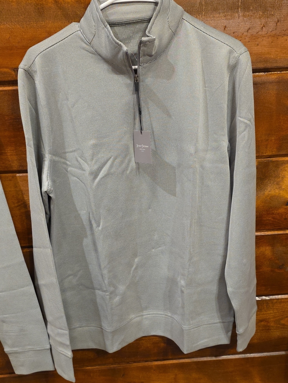 Hickey Freeman Light Gray Zip-Up Mock Neck Sweater, Small Or Med